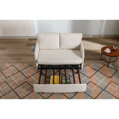 Canapé-lit convertible en lin/PU avec rangement et tête de lit HOMEFUN