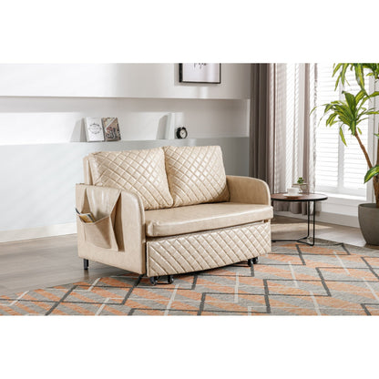 Canapé-lit convertible en lin/PU avec rangement et tête de lit HOMEFUN