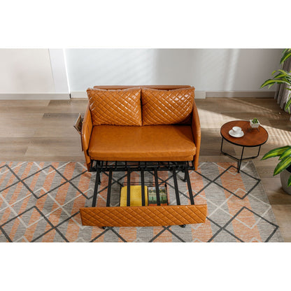 Canapé-lit convertible en lin/PU avec rangement et tête de lit HOMEFUN