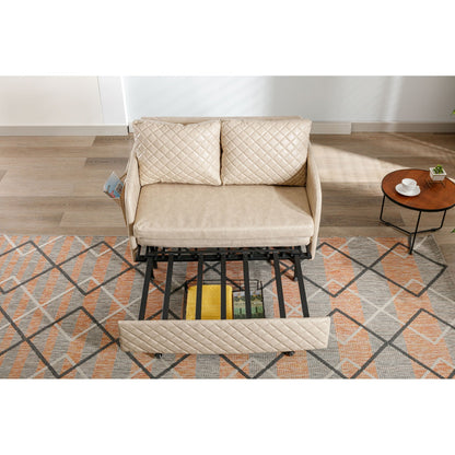 Canapé-lit convertible en lin/PU avec rangement et tête de lit HOMEFUN