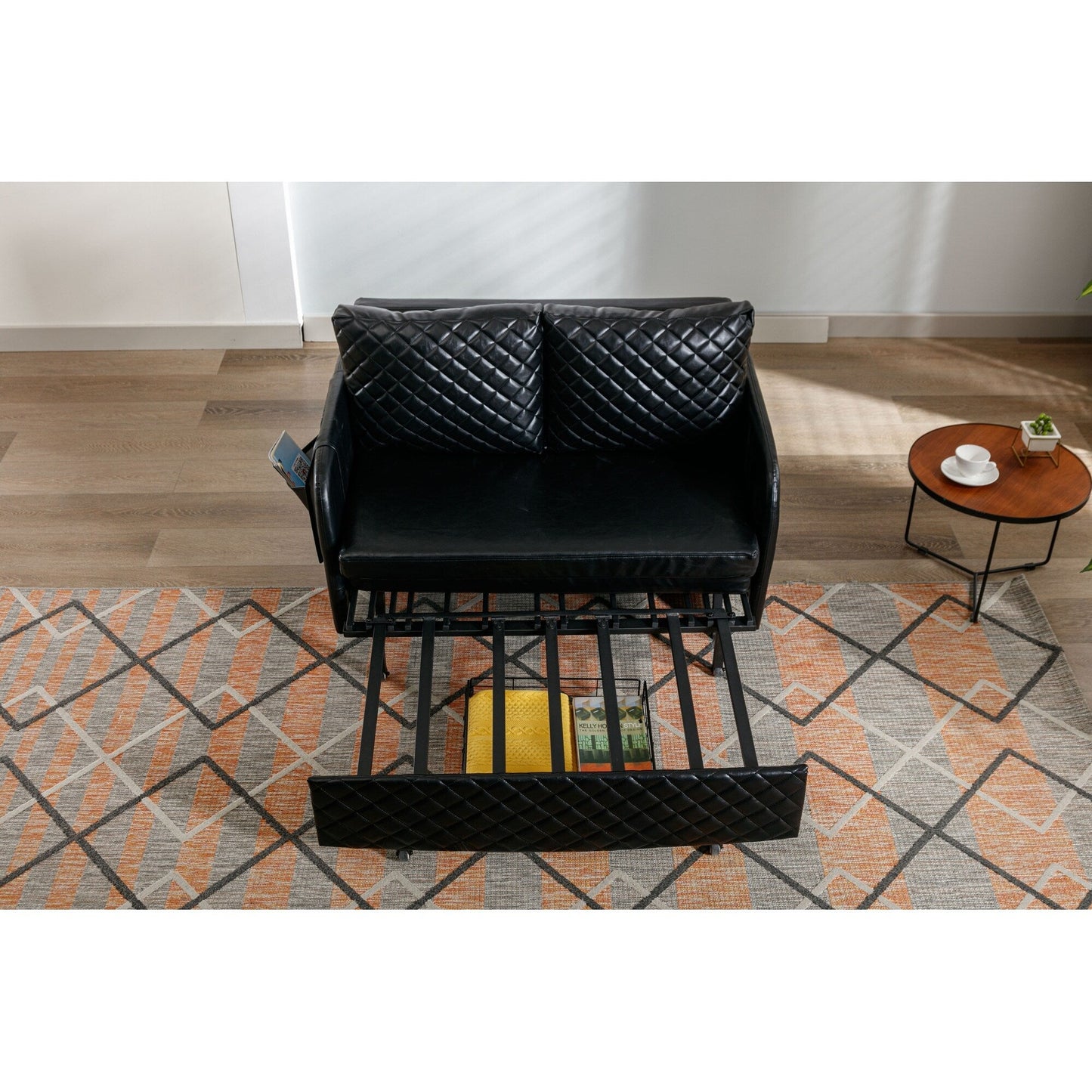 Canapé-lit convertible en lin/PU avec rangement et tête de lit HOMEFUN