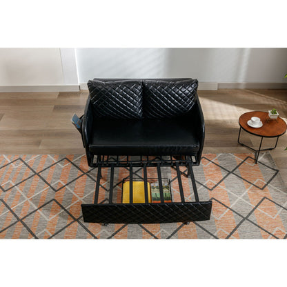 Canapé-lit convertible en lin/PU avec rangement et tête de lit HOMEFUN