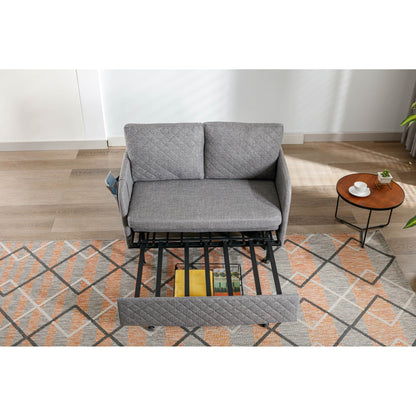 Canapé-lit convertible en lin/PU avec rangement et tête de lit HOMEFUN