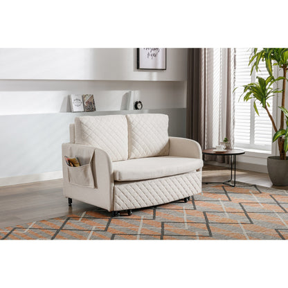 Canapé-lit convertible en lin/PU avec rangement et tête de lit HOMEFUN