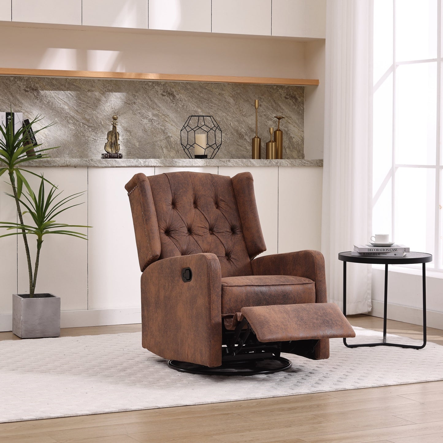 Fauteuil inclinable pivotant à 360 degrés rembourré HOMEFUN pour chambre à coucher et salon