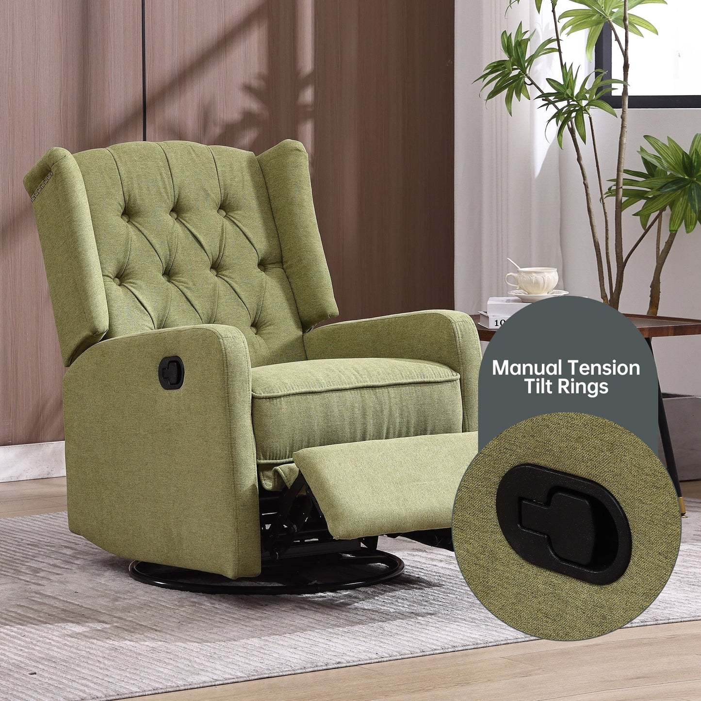 Fauteuil inclinable pivotant à 360 degrés rembourré HOMEFUN pour chambre à coucher et salon
