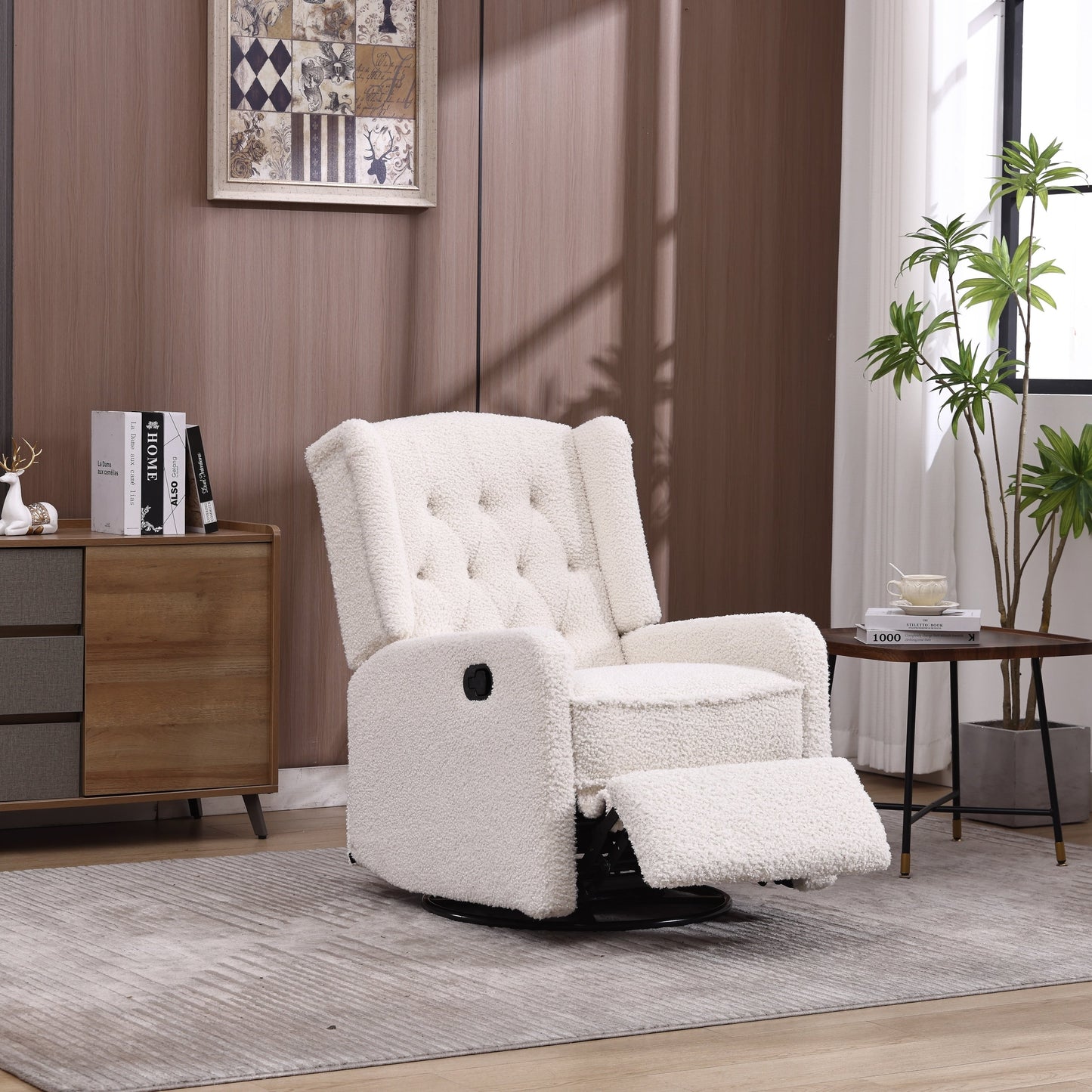 Fauteuil inclinable pivotant à 360 degrés rembourré HOMEFUN pour chambre à coucher et salon