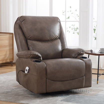 Fauteuil inclinable pivotant et électrique HOMYKA en similicuir de 87 cm de large avec port USB