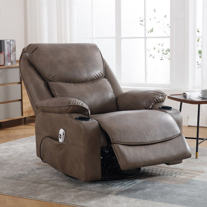 Fauteuil inclinable pivotant et électrique HOMYKA en similicuir de 87 cm de large avec port USB
