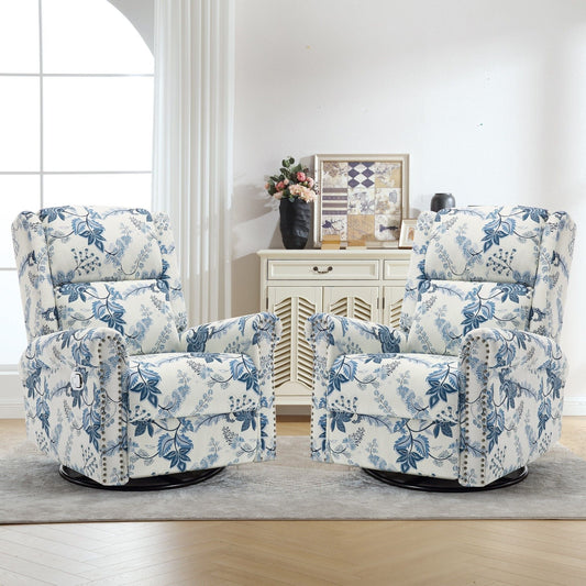 Fauteuil à bascule pivotant manuel HOMYKA Floral, lot de 2