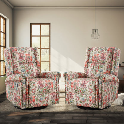 Fauteuil à bascule pivotant manuel HOMYKA Floral, lot de 2
