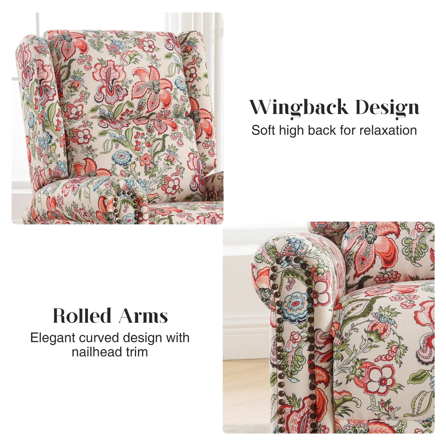 Fauteuil à bascule pivotant manuel HOMYKA Floral, lot de 2