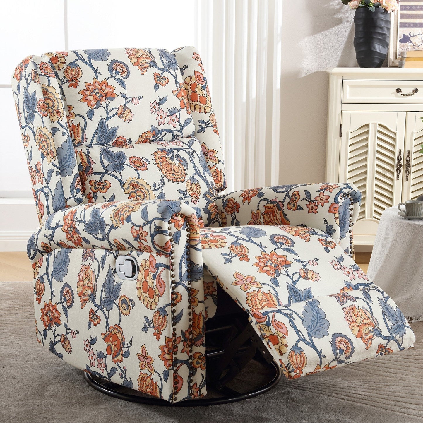 Fauteuil à bascule pivotant manuel HOMYKA Floral, lot de 2