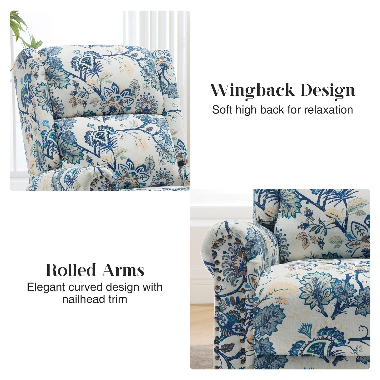 Fauteuil à bascule pivotant manuel HOMYKA Floral, lot de 2