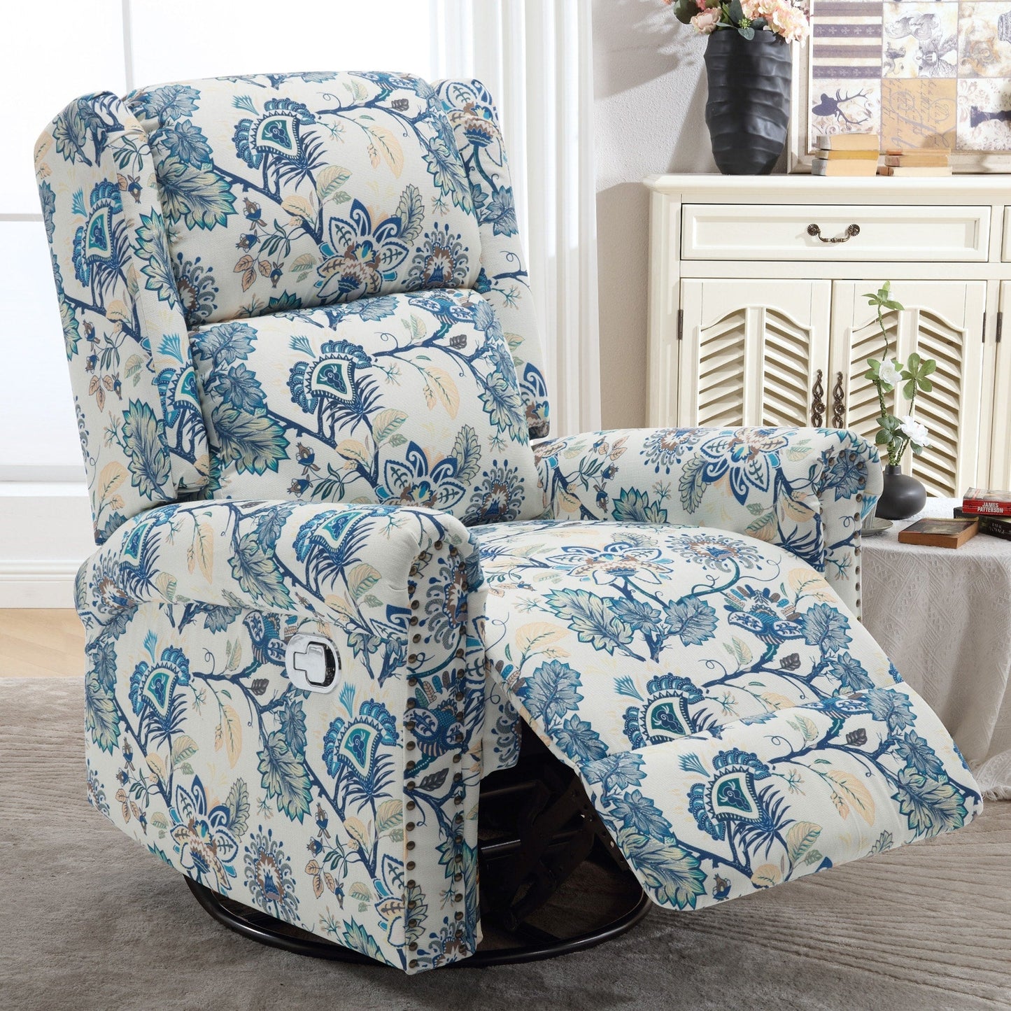 Fauteuil à bascule pivotant manuel HOMYKA Floral, lot de 2