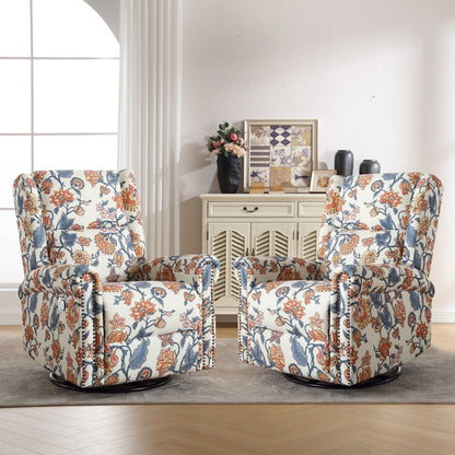 Fauteuil à bascule pivotant manuel HOMYKA Floral, lot de 2