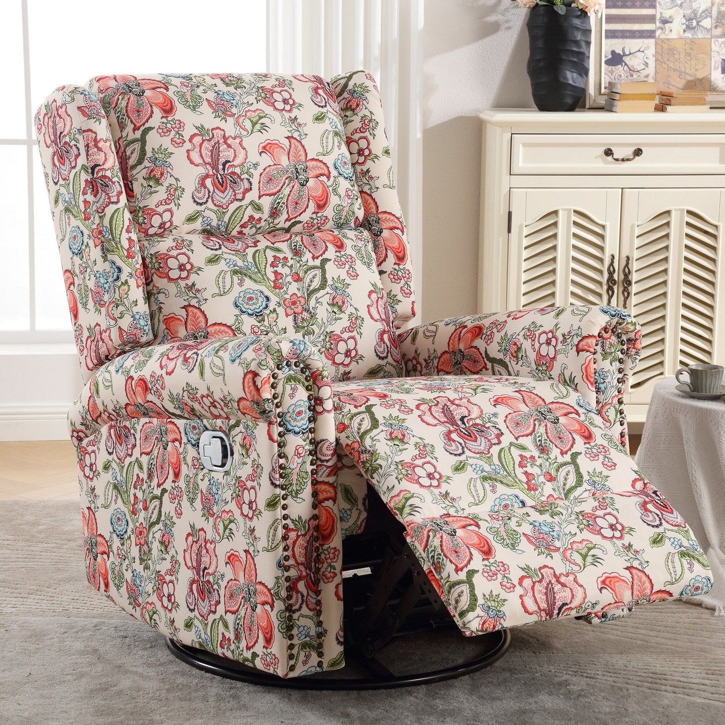 Fauteuil à bascule pivotant manuel HOMYKA Floral, lot de 2
