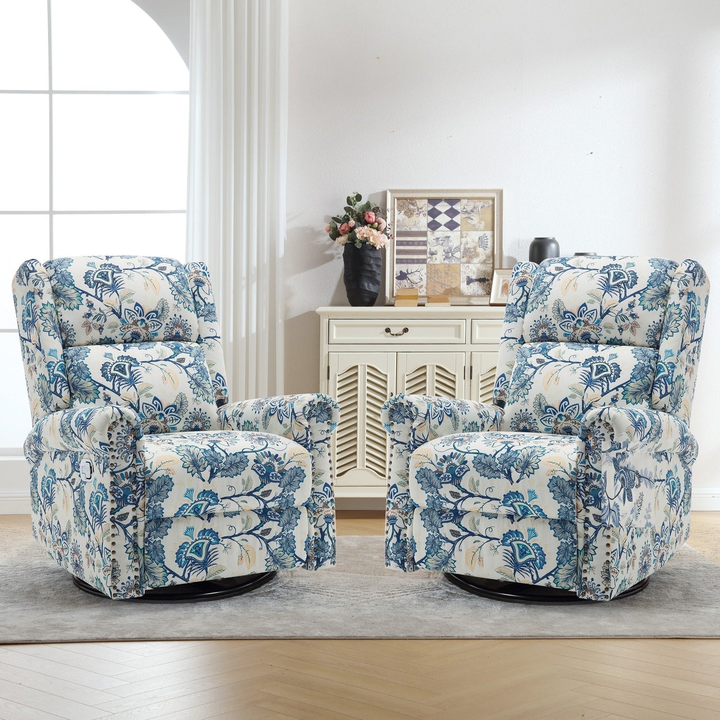Fauteuil à bascule pivotant manuel HOMYKA Floral, lot de 2