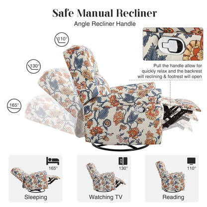 Fauteuil inclinable manuel pivotant à bascule HOMYKA Floral avec planeur rembourré