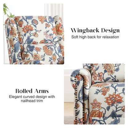 Fauteuil inclinable manuel pivotant à bascule HOMYKA Floral avec planeur rembourré