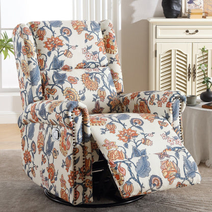 Fauteuil inclinable manuel pivotant à bascule HOMYKA Floral avec planeur rembourré