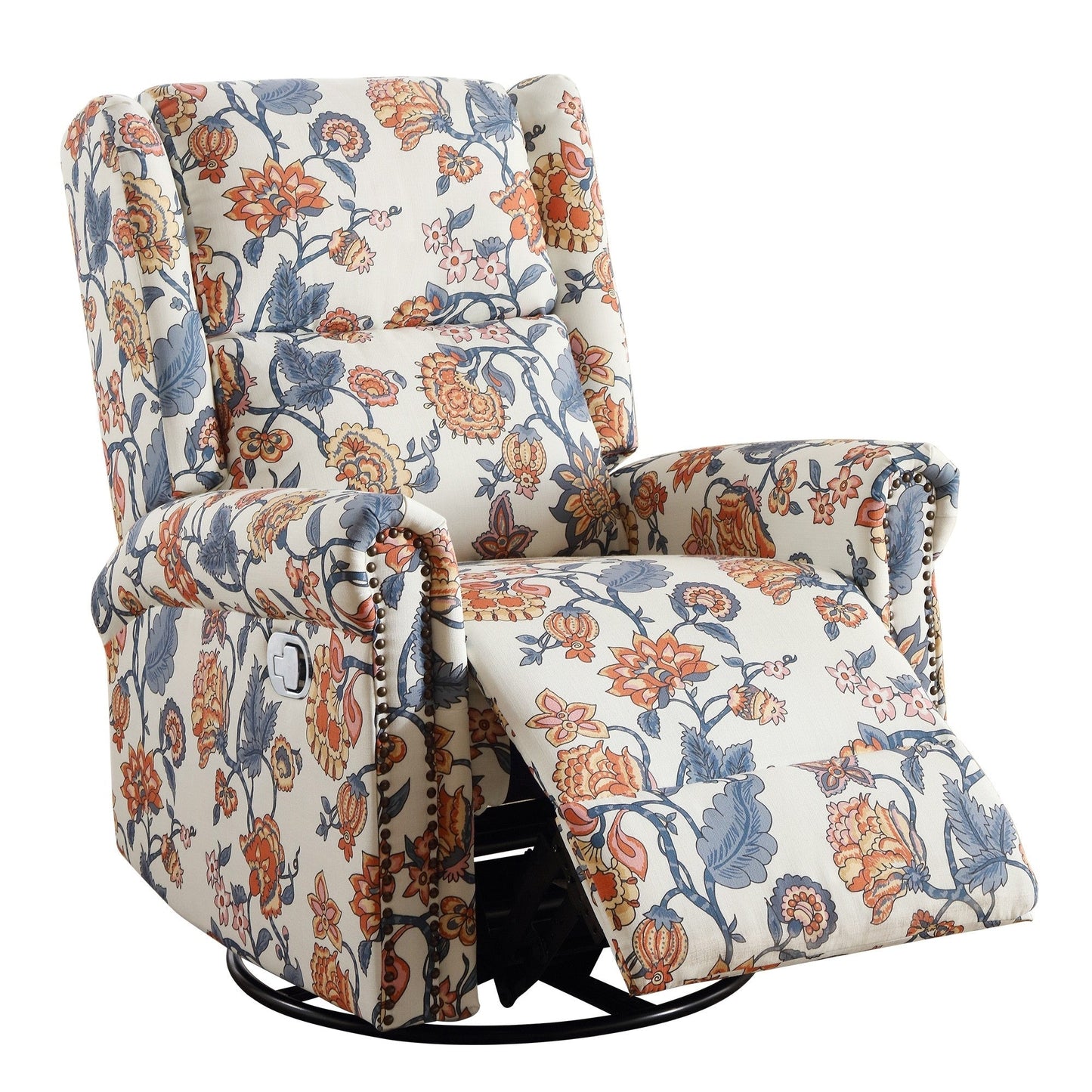 Fauteuil inclinable manuel pivotant à bascule HOMYKA Floral avec planeur rembourré