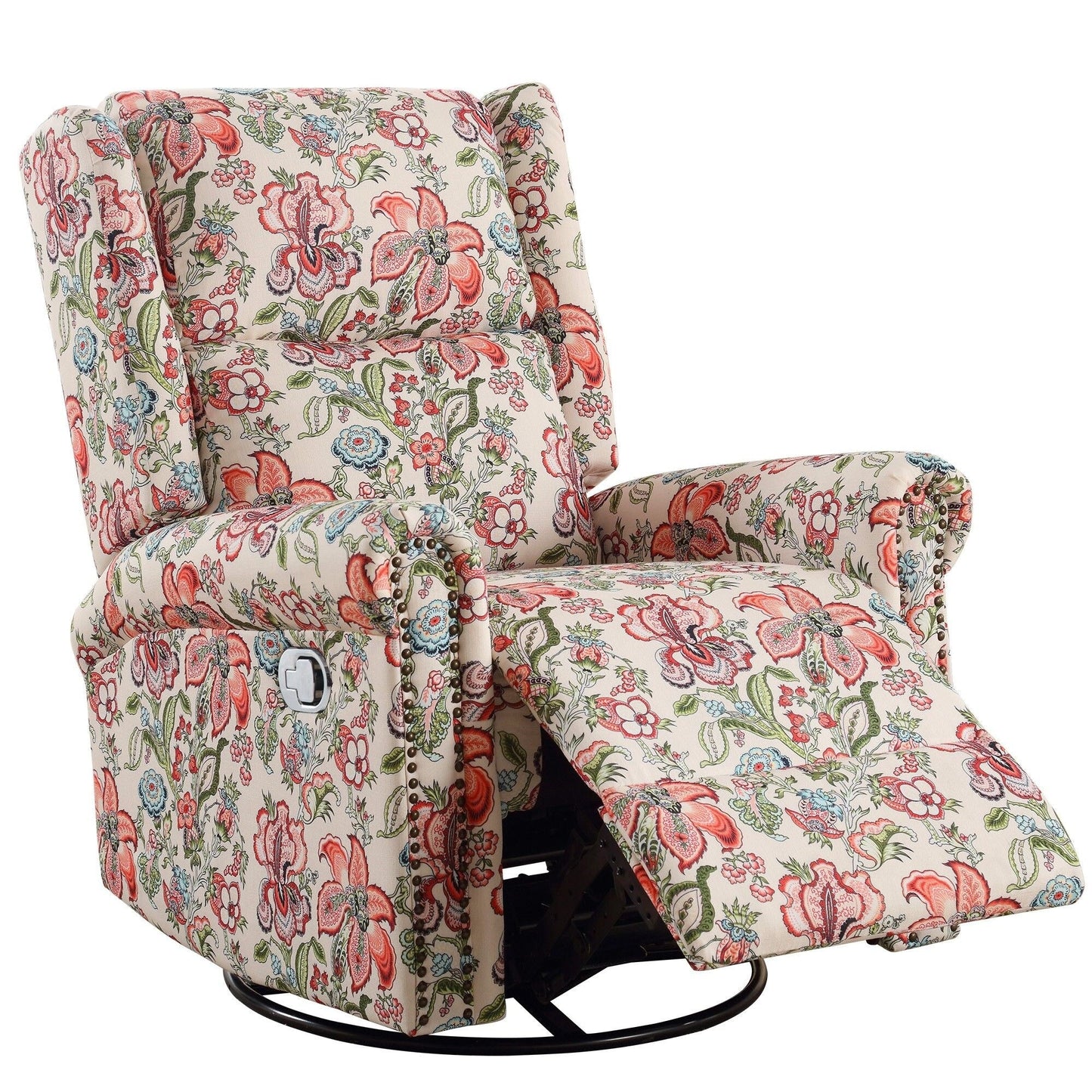 Fauteuil inclinable manuel pivotant à bascule HOMYKA Floral avec planeur rembourré