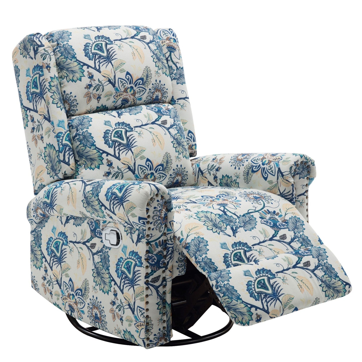 Fauteuil inclinable manuel pivotant à bascule HOMYKA Floral avec planeur rembourré