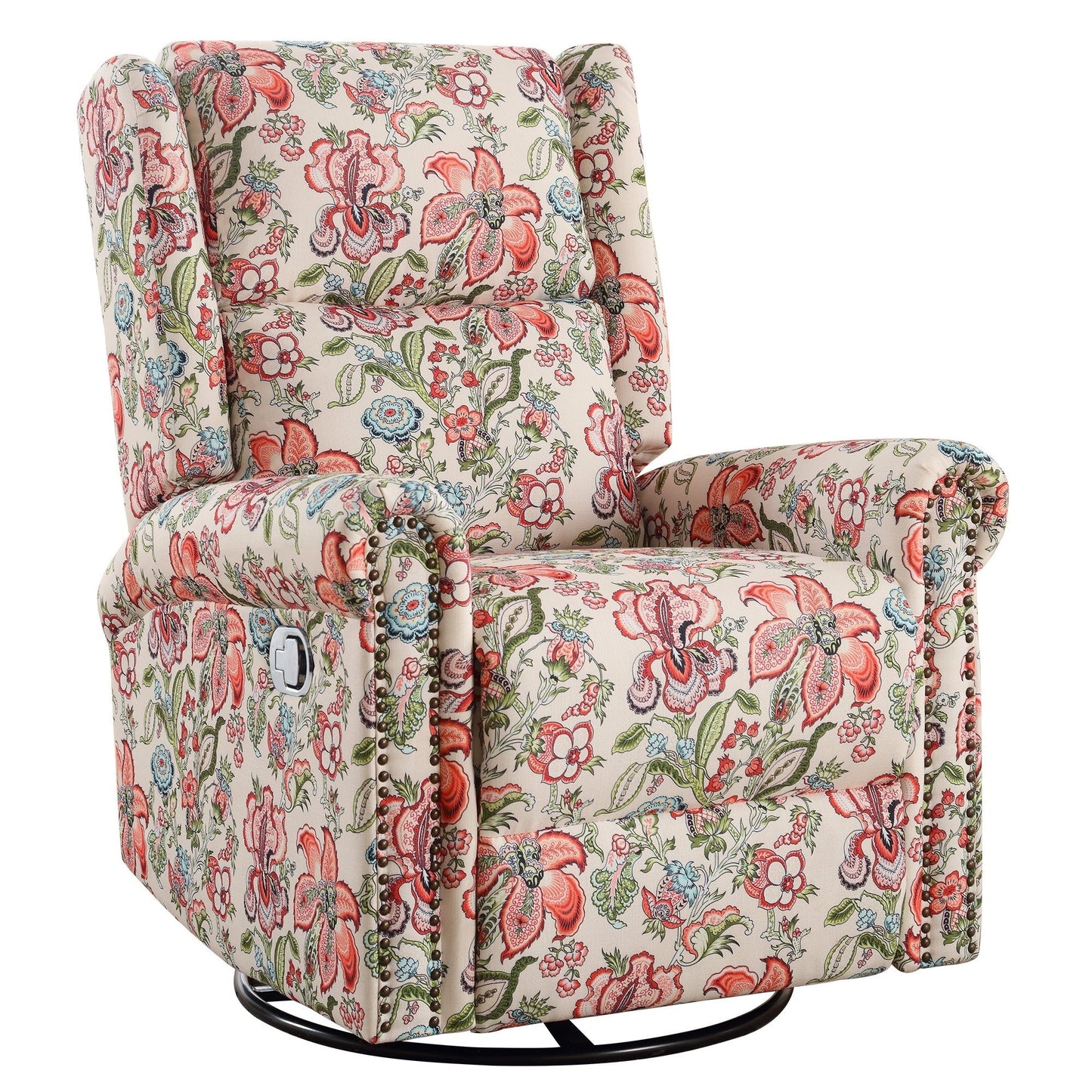 Fauteuil inclinable manuel pivotant à bascule HOMYKA Floral avec planeur rembourré