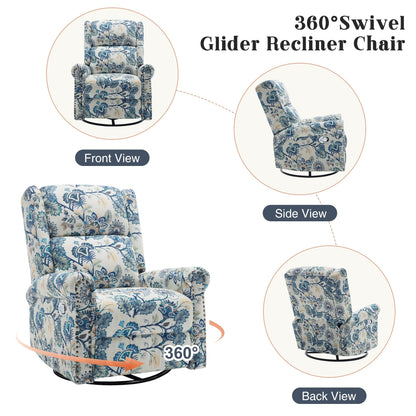 Fauteuil inclinable manuel pivotant à bascule HOMYKA Floral avec planeur rembourré