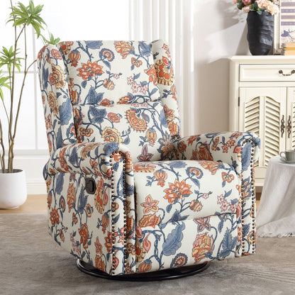 Fauteuil inclinable manuel pivotant à bascule HOMYKA Floral avec planeur rembourré