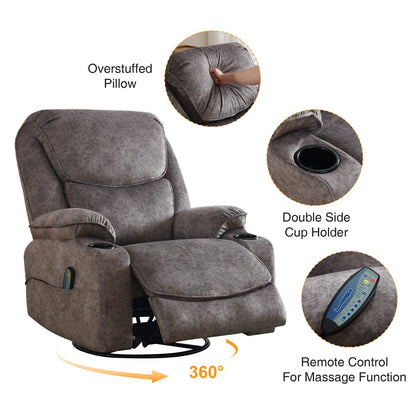 Fauteuil inclinable pivotant à bascule manuel HOMYKA avec massage et chaleur
