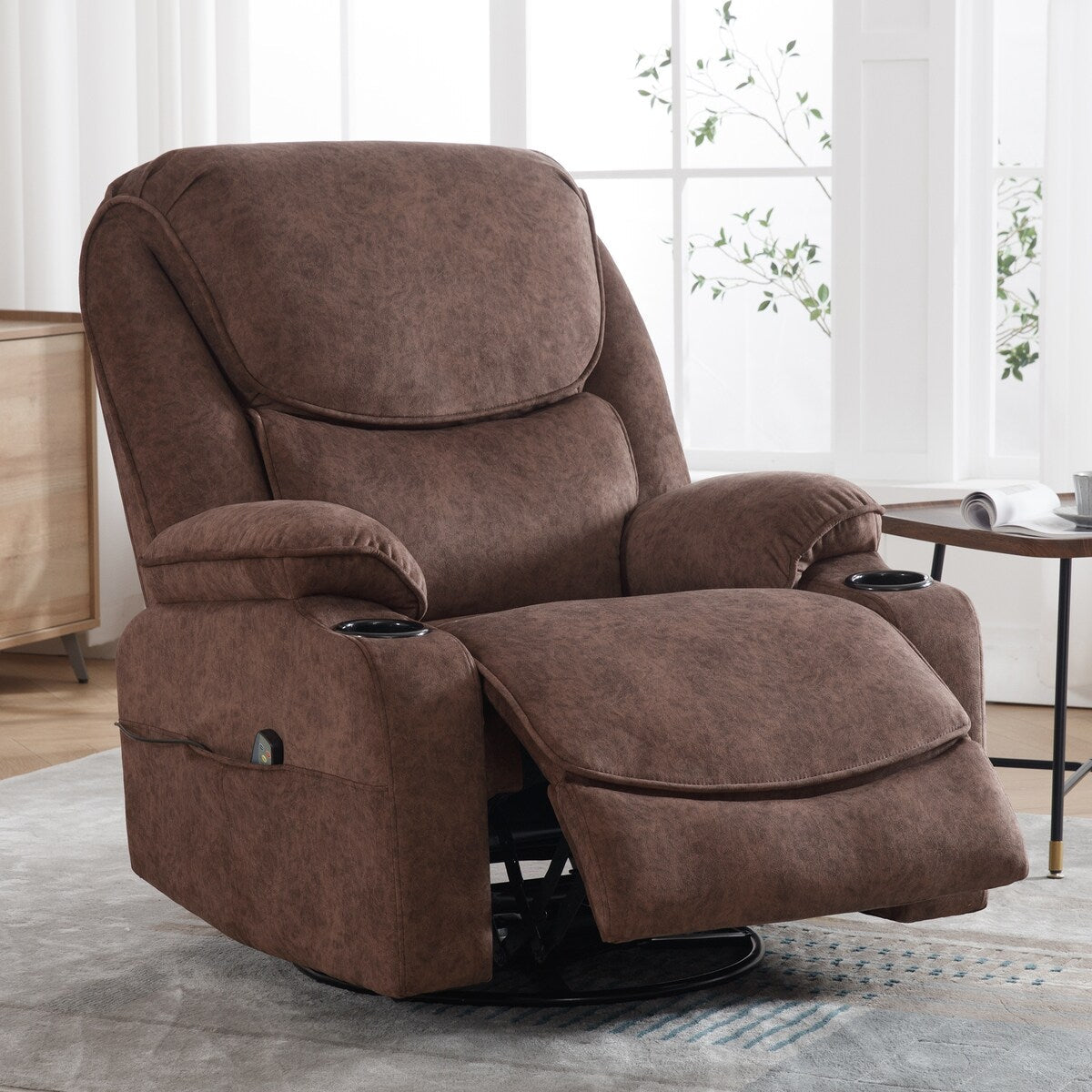 Fauteuil inclinable pivotant à bascule manuel HOMYKA avec massage et chaleur