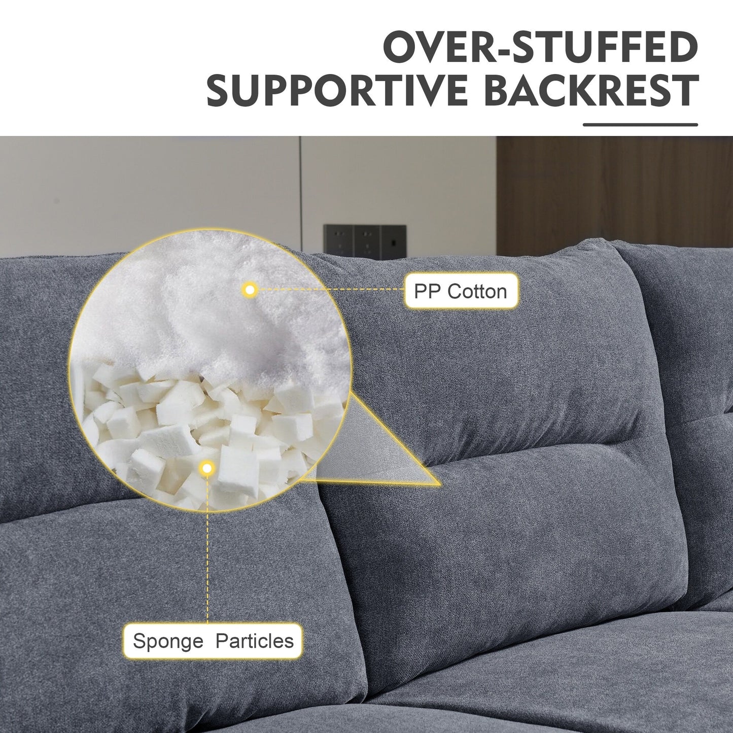 HOOOWOOO Meubles de salon 71 Canapé 3 places moderne en tissu rembourré