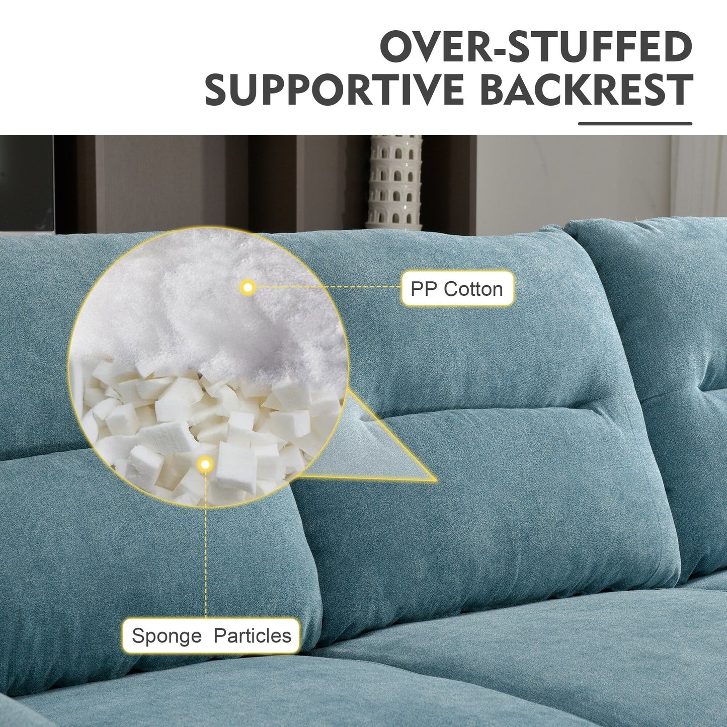 HOOOWOOO Meubles de salon 71 Canapé 3 places moderne en tissu rembourré