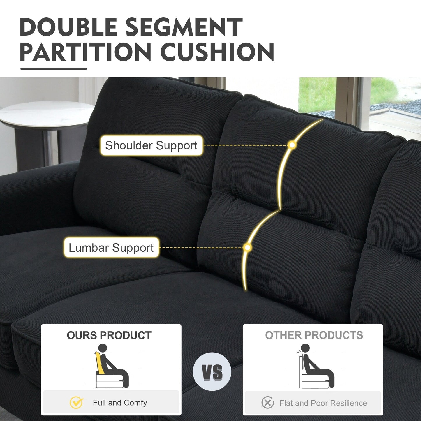 HOOOWOOO Meubles de salon 71 Canapé 3 places moderne en tissu rembourré