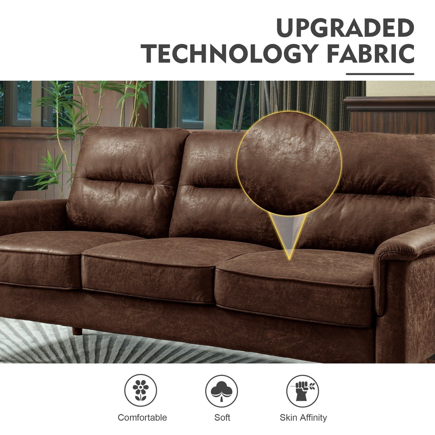 HOOOWOOO Meubles de salon 71 Canapé 3 places moderne en tissu rembourré