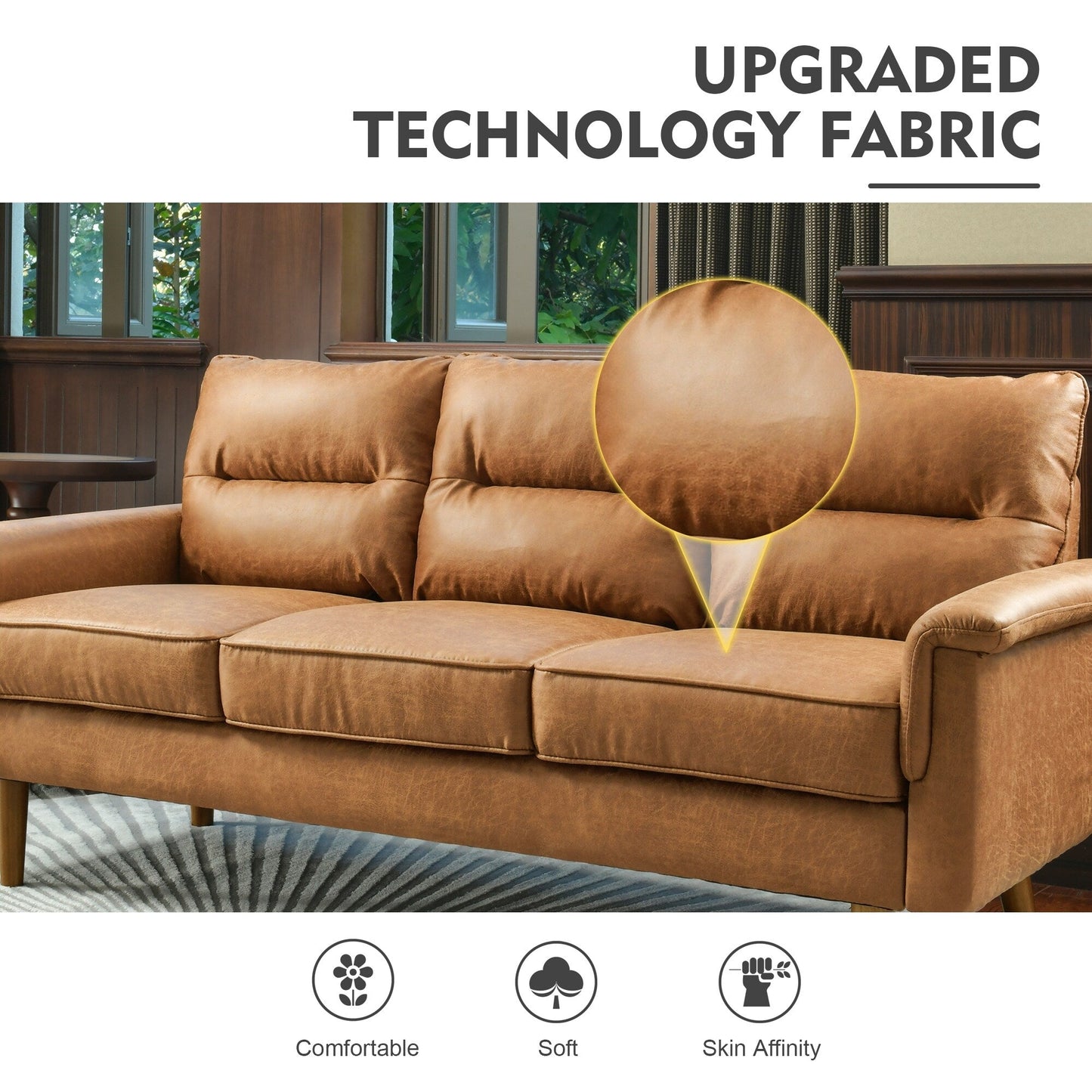 HOOOWOOO Meubles de salon 71 Canapé 3 places moderne en tissu rembourré