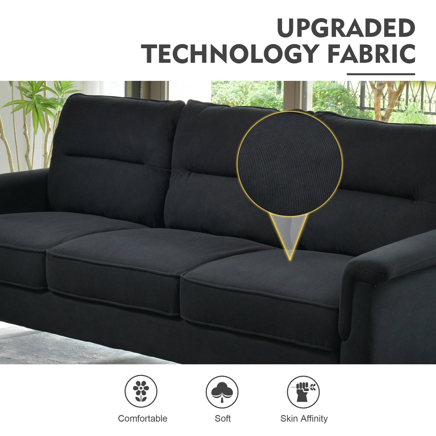 HOOOWOOO Meubles de salon 71 Canapé 3 places moderne en tissu rembourré