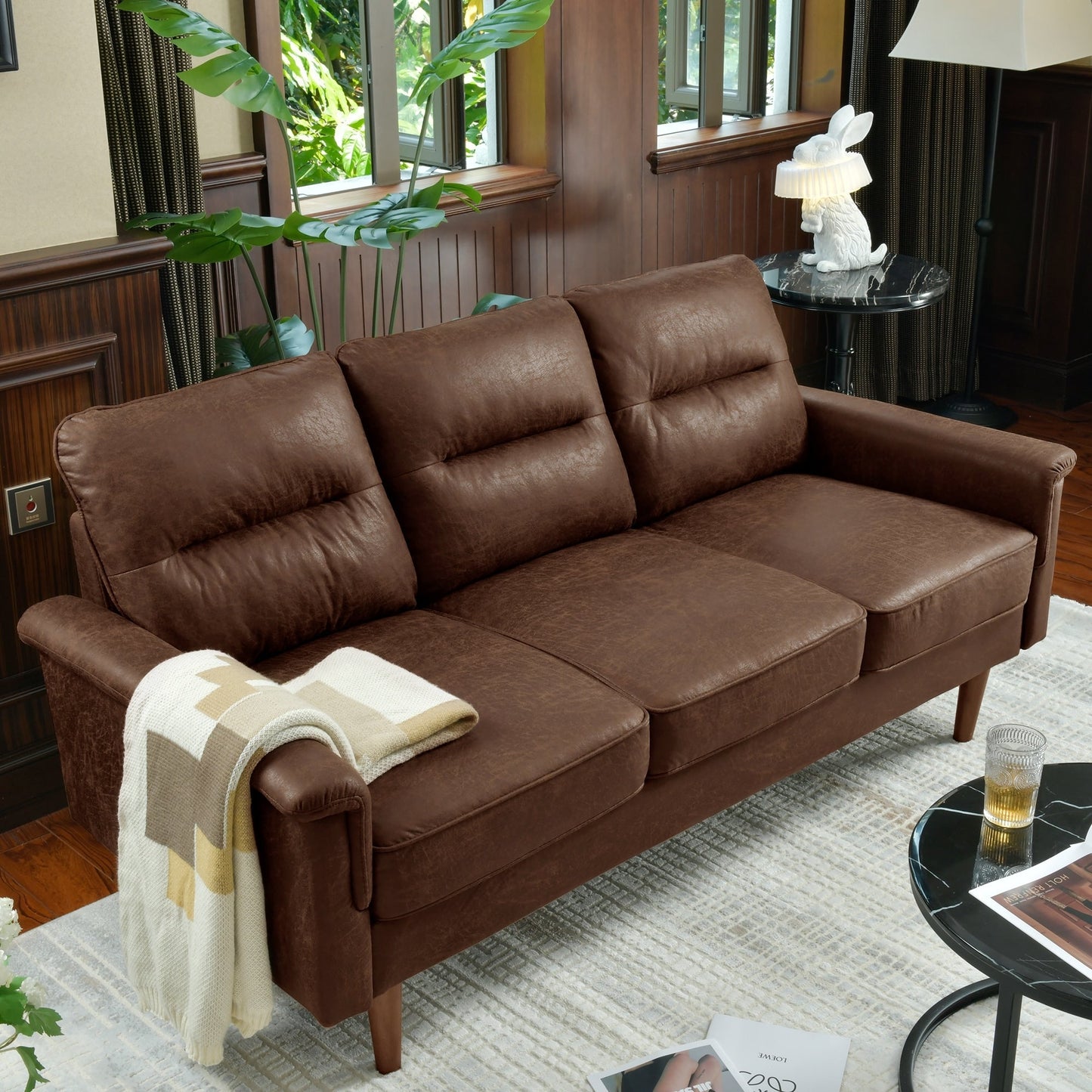 HOOOWOOO Meubles de salon 71 Canapé 3 places moderne en tissu rembourré