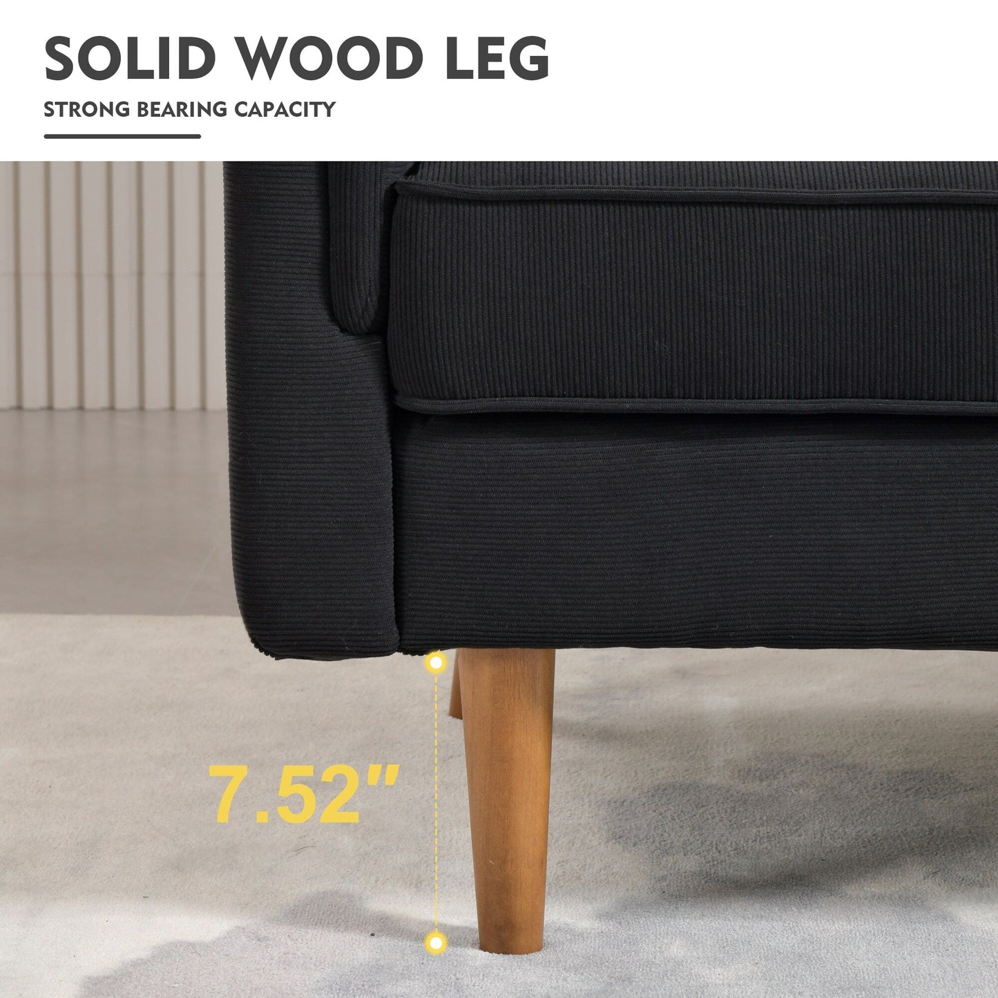 HOOOWOOO Meubles de salon 71 Canapé 3 places moderne en tissu rembourré