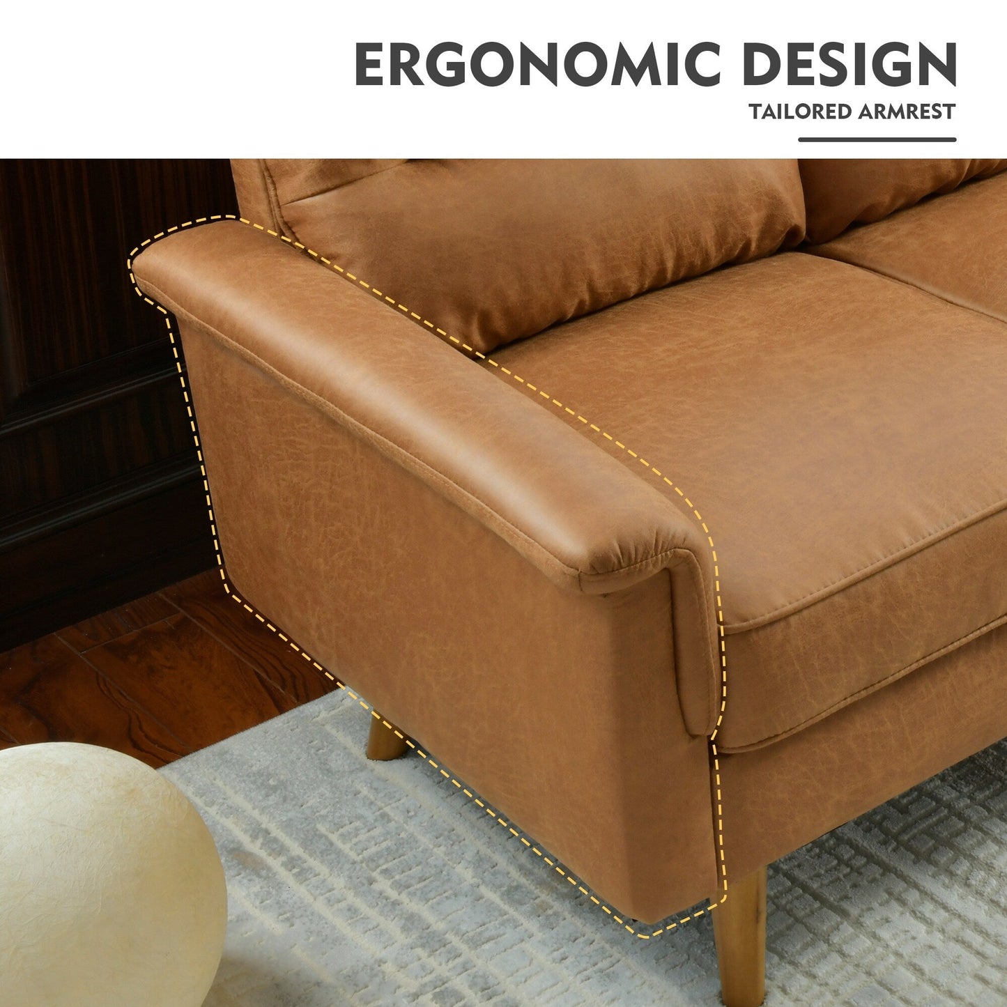 HOOOWOOO Meubles de salon 71 Canapé 3 places moderne en tissu rembourré