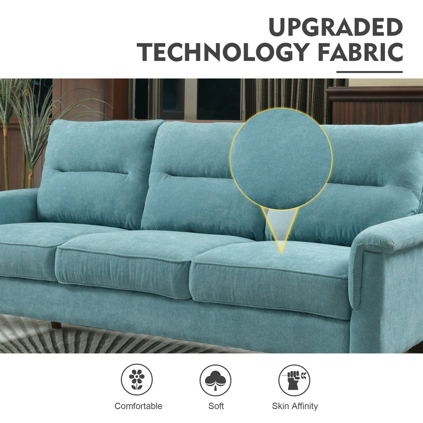 HOOOWOOO Meubles de salon 71 Canapé 3 places moderne en tissu rembourré