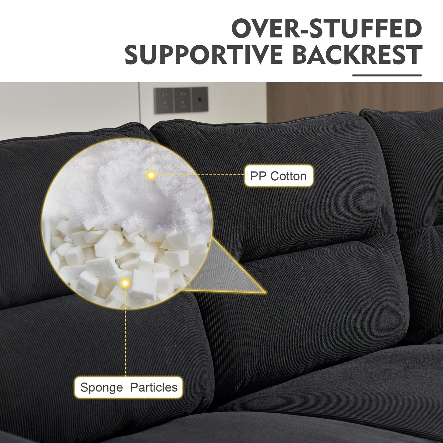 HOOOWOOO Meubles de salon 71 Canapé 3 places moderne en tissu rembourré