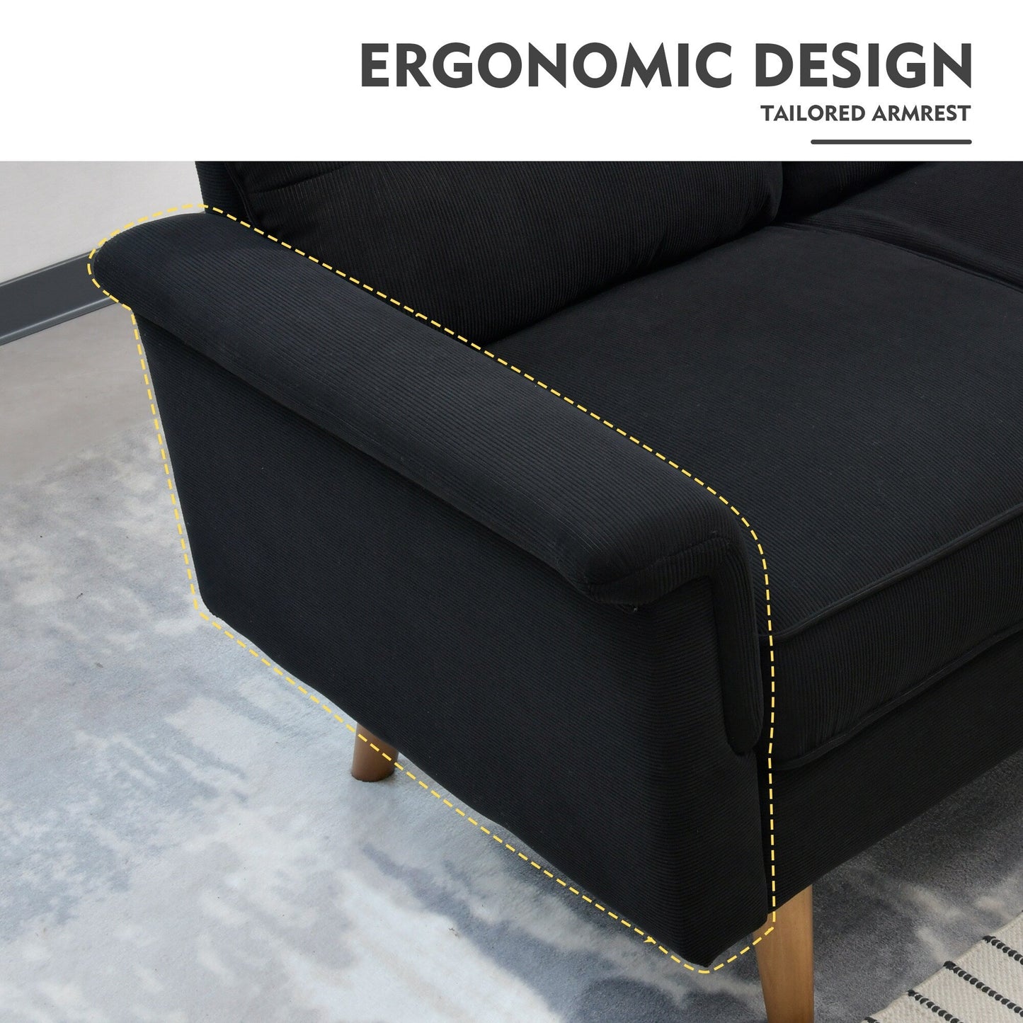 HOOOWOOO Meubles de salon 71 Canapé 3 places moderne en tissu rembourré