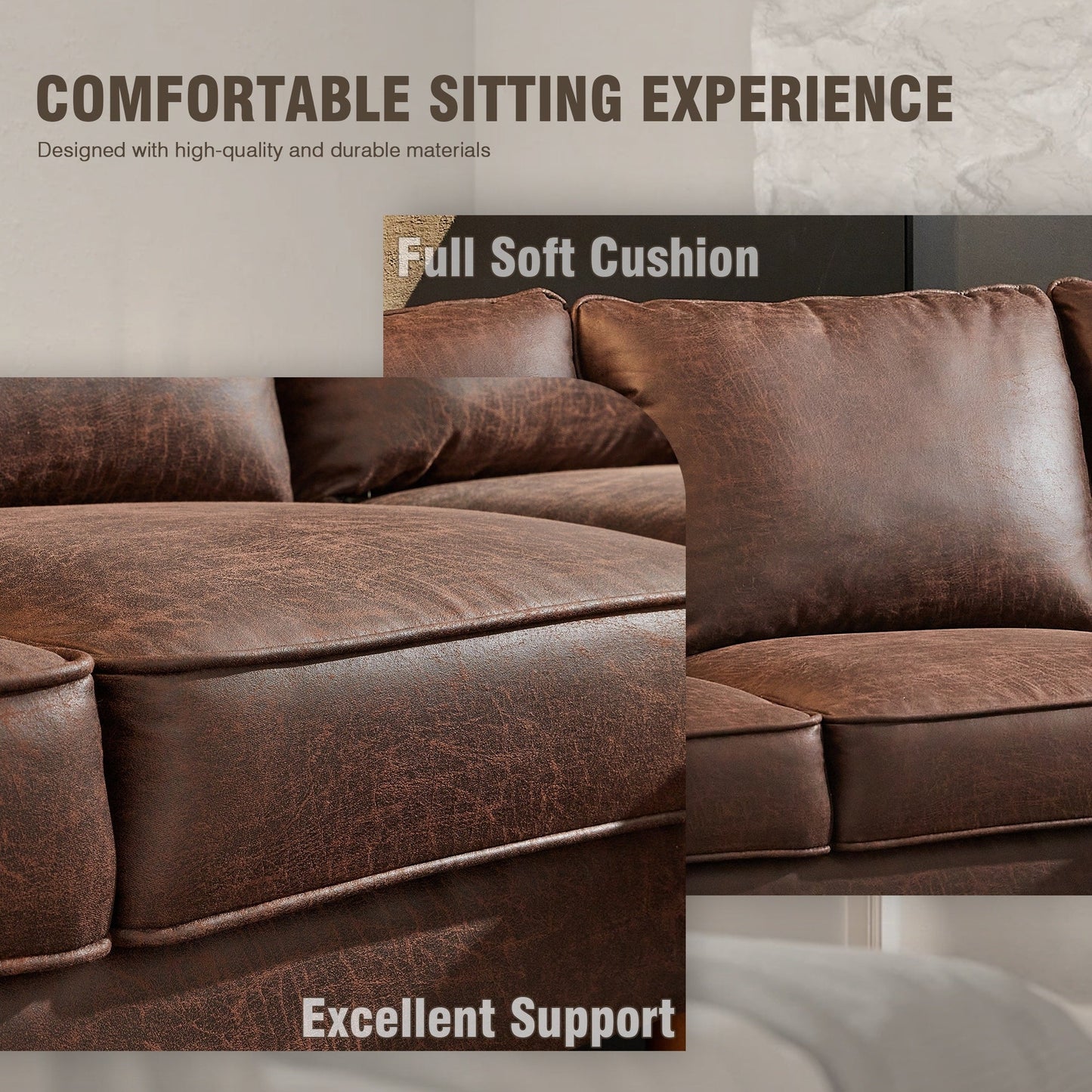 HOOOWOOO Meubles de salon Canapé en daim du milieu du siècle avec chaise longue