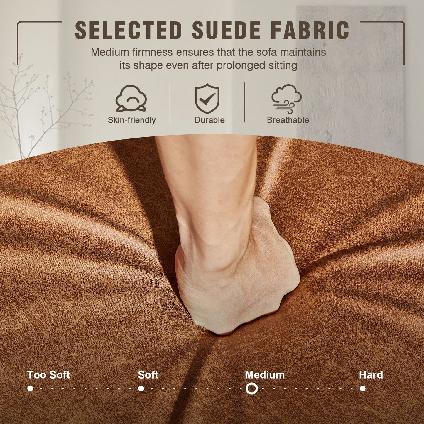 HOOOWOOO Meubles de salon Canapé en daim du milieu du siècle avec chaise longue