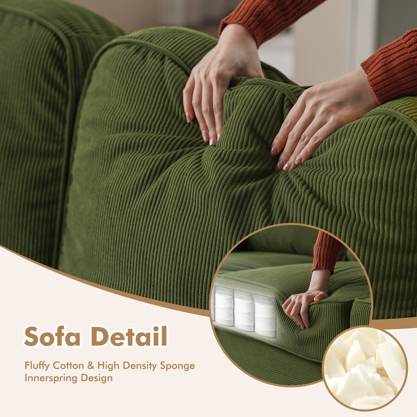 HOOOWOOO Meubles de salon Canapé-lit rembourré en velours côtelé moderne