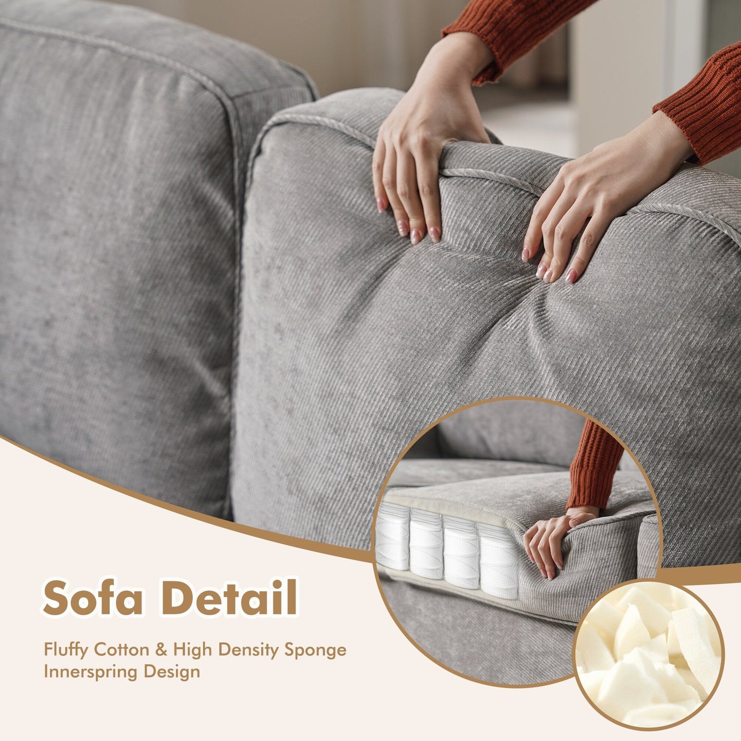 HOOOWOOO Meubles de salon Canapé-lit rembourré en velours côtelé moderne