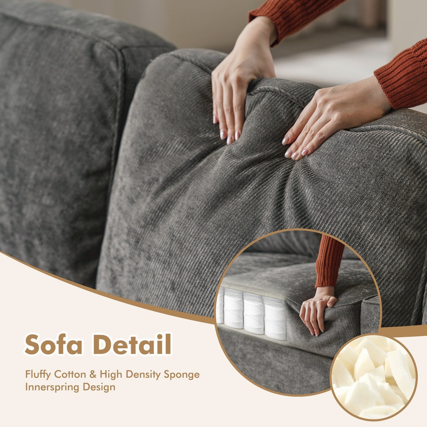 HOOOWOOO Meubles de salon Canapé-lit rembourré en velours côtelé moderne